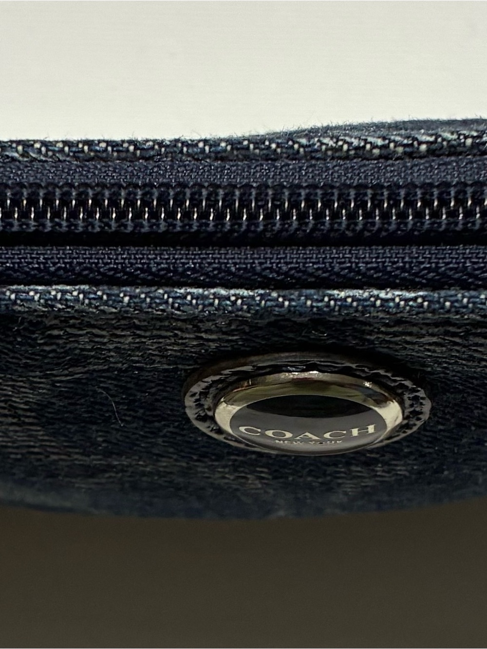 Coach Poppy Blue Signature
Denim/Leather Wristlet - Picture 10 of 16